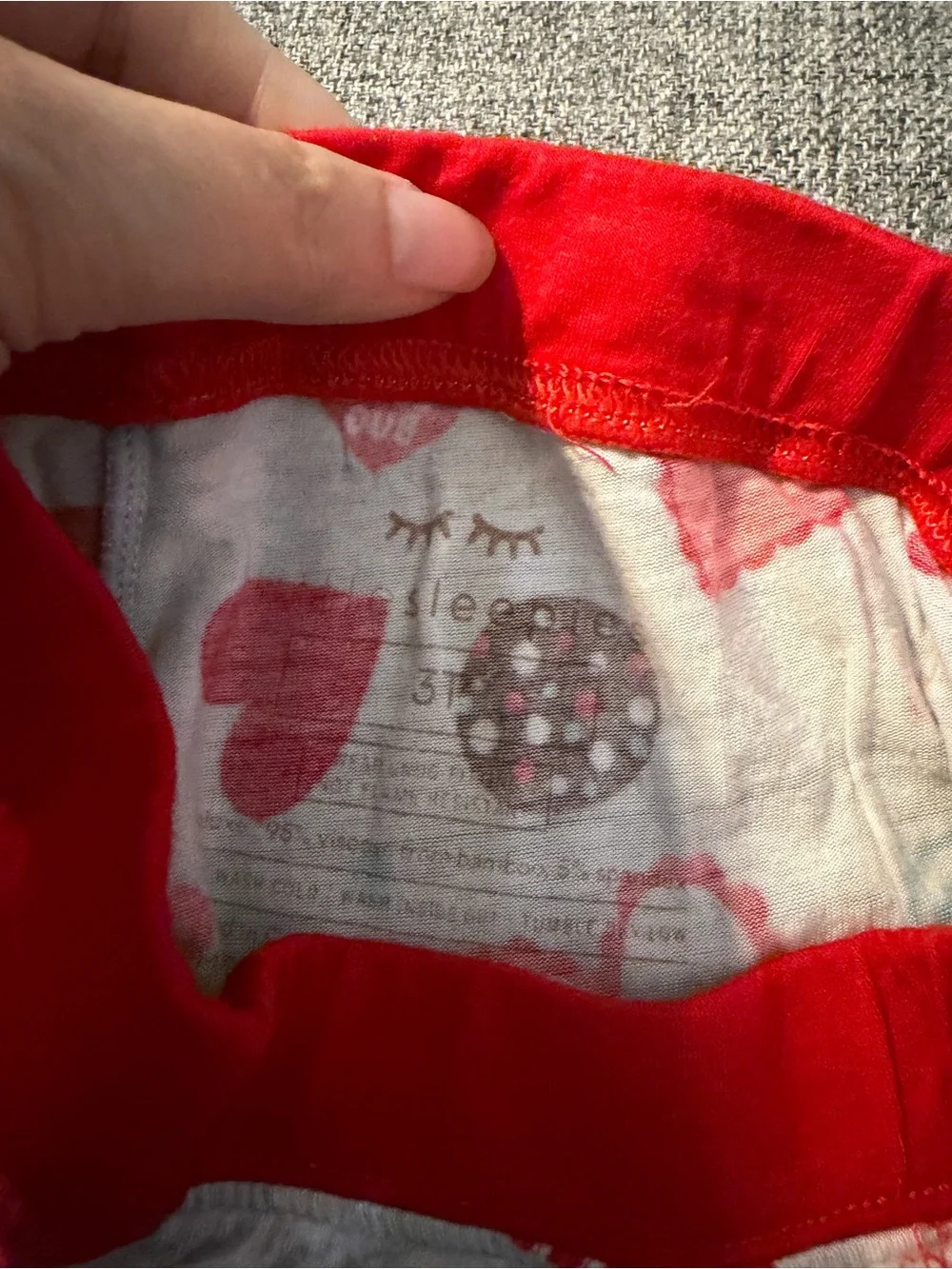 Little Sleepies Red/Gray Heart Candy Cuties Print Pajama Set Bamboo VGUC size 3T